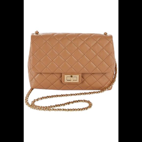 G by Giuliana Handbags - G by Giuliana Black Label Quilted Leather Crossbody Camel
